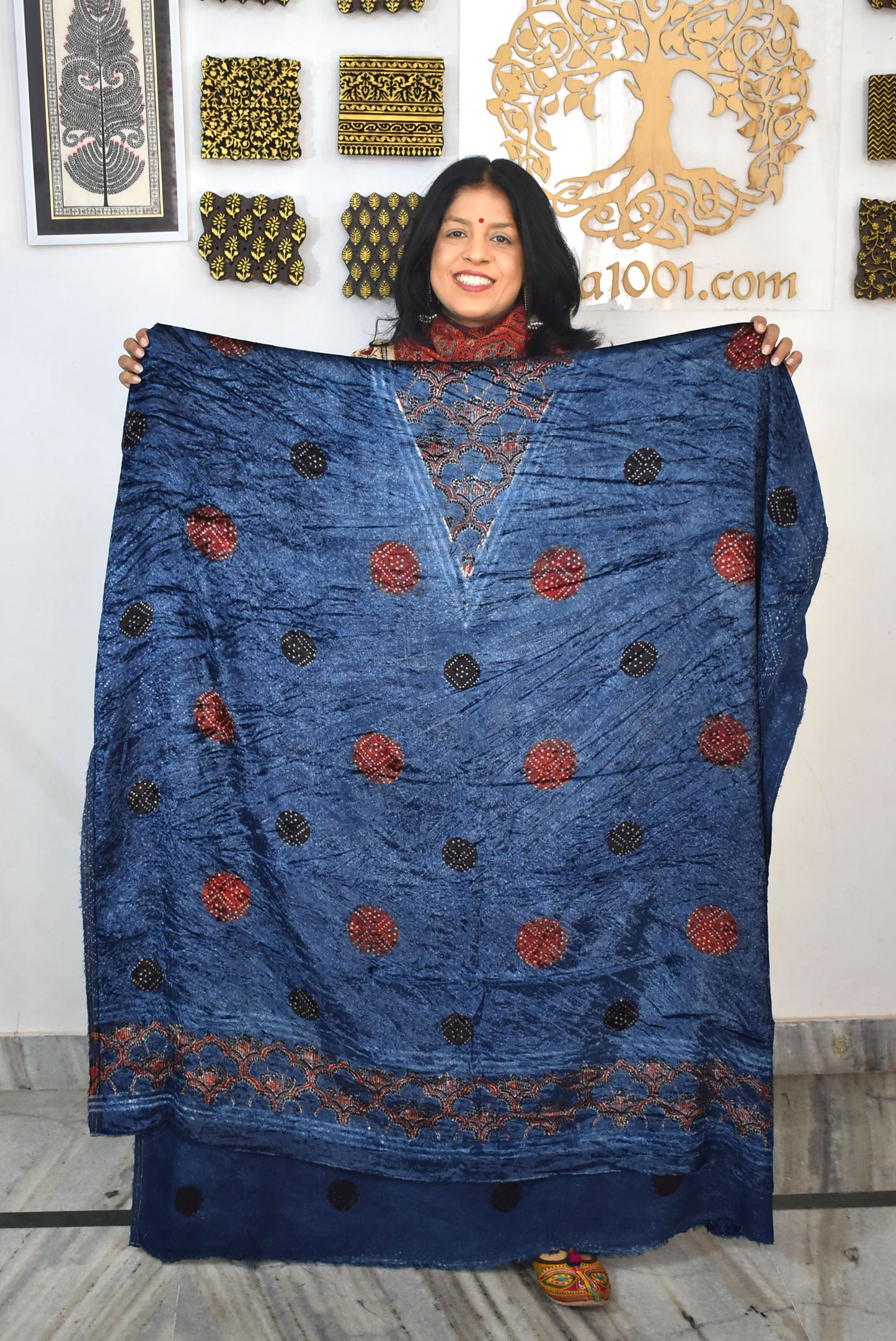 Ajrakh Velvet kurta fabric