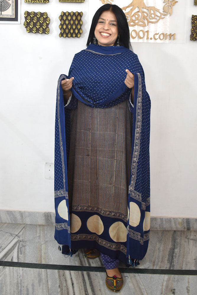 Beautiful Hand Block Printed Modal Silk 3 piece set