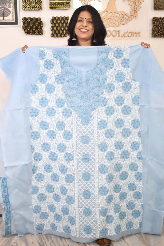Premium Hand Embroidered Chikankari work Voile fabric