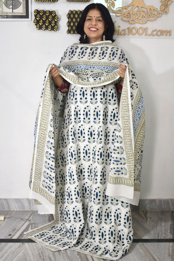 Bagh Hand Block Printed unstitched 3 pc Cotton suit fabric from MP
