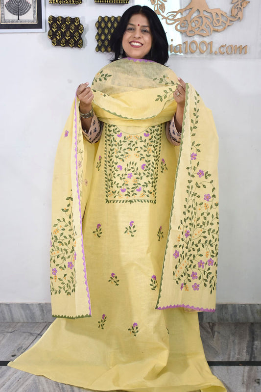 Elegant Kota Kurta & Dupatta set with Hand done Heavy Phool patti work