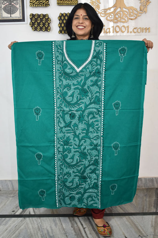 Hand Embroidered Kantha work cotton fabric - (Length 2.8 mtrs )