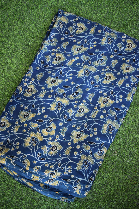 Beautiful Modal Silk Ajrakh Hand Block Print Fabric - 2.5 mtrs cut