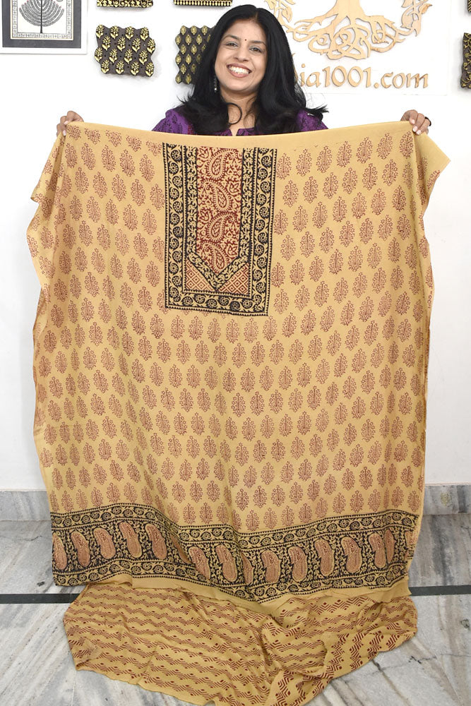 Beautiful Bagh Crepe Hand Block Print Fabric