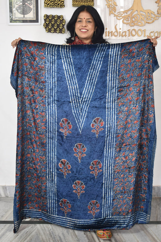 Ajrakh Velvet kurta fabric