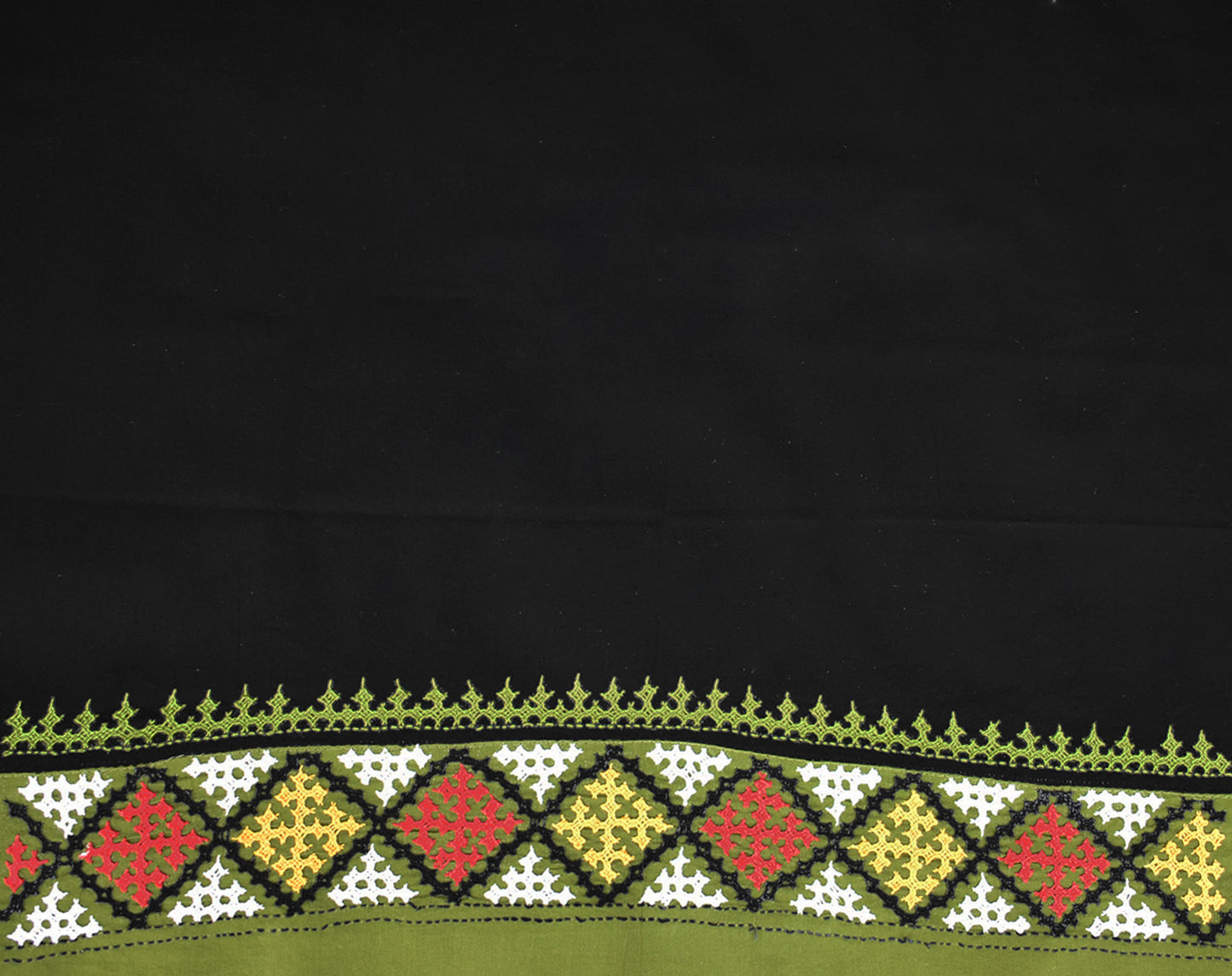 Cotton Blouse fabric with Bengal Hand Embroidery work in Kutch work style