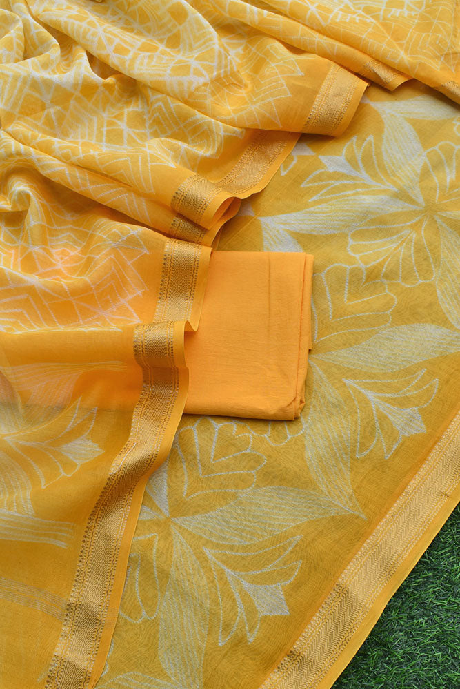 Premium Maheshwari Silk Cotton suits with Nui Shibori Work & Woven Zari Borders - 3 pc set