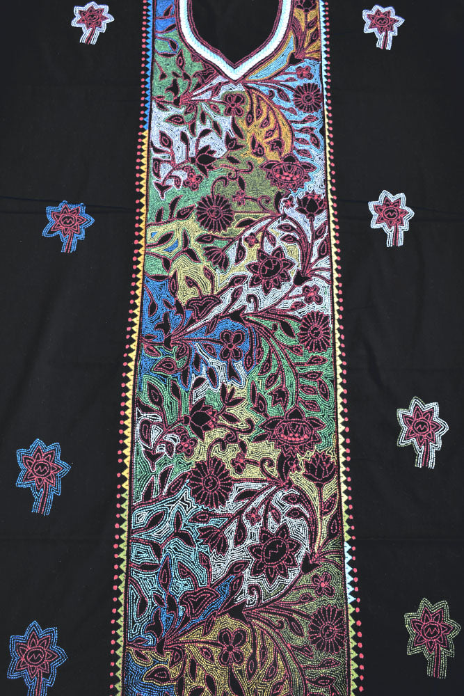Hand Embroidered Nakshi Kantha work cotton fabric - (Length 2.8 mtrs, )
