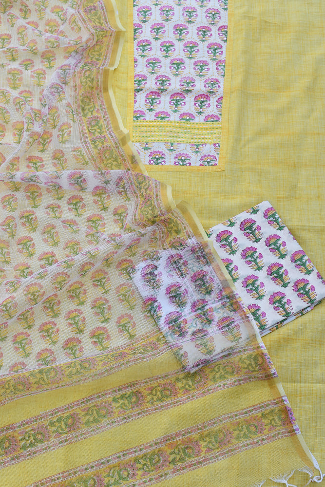 Designer Cotton suit with Embroidery & kota dupatta