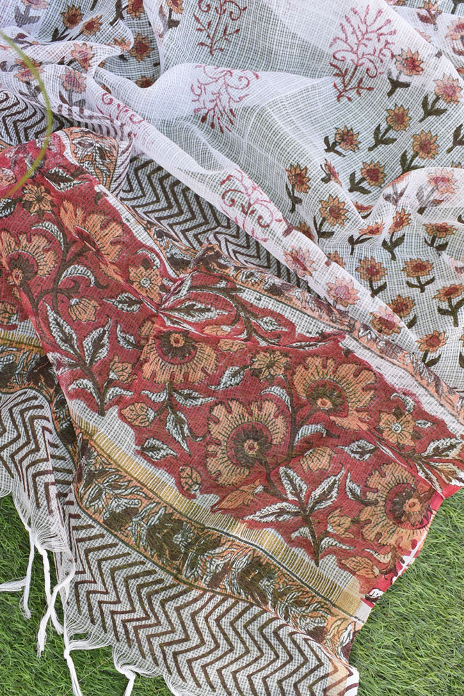 Hand Block Printed Kota Cotton Dupatta