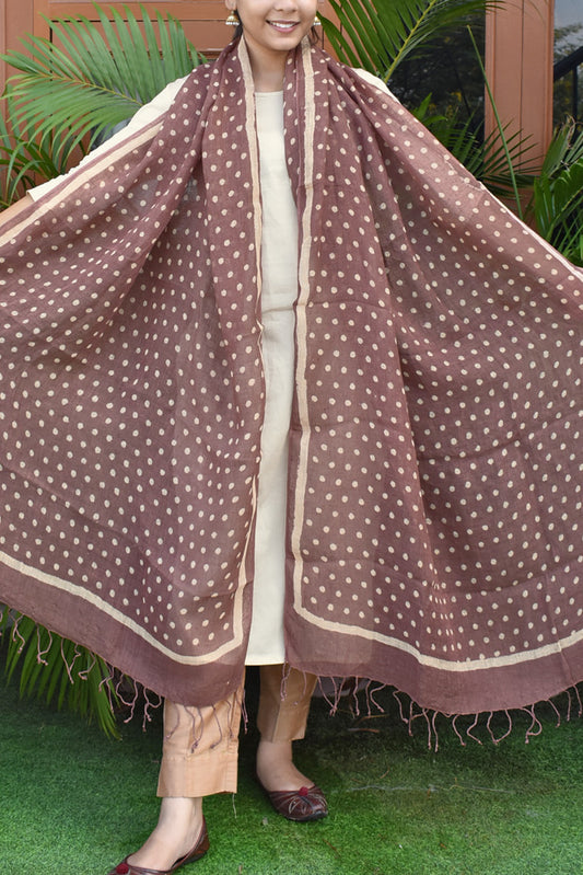 Elegant Hand Block Printed Pure Linen dupatta