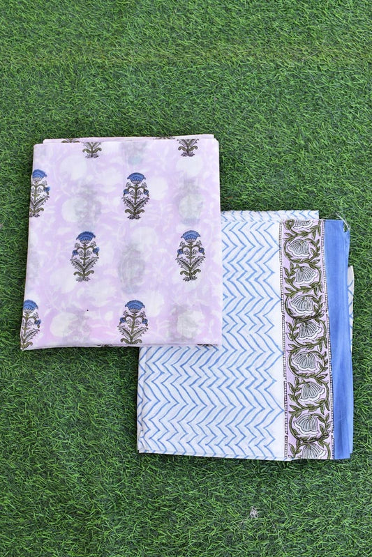 5 mtr Fabric (2.5 + 2.5) - Hand Block Printed Running Soft Cotton Fabric