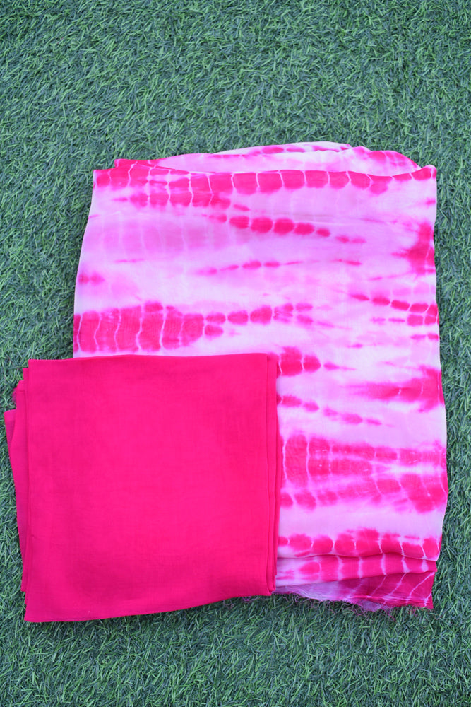 Semi Organza Saree with Hand Tie Dye work