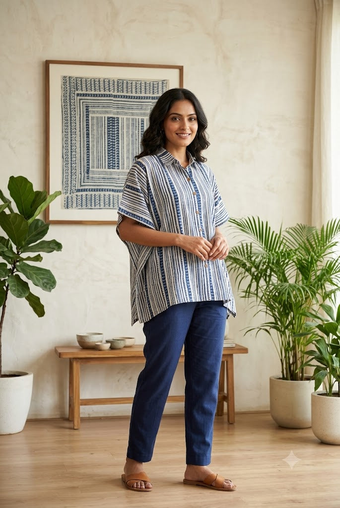 Hand Block Printed Kaftan, Free Size