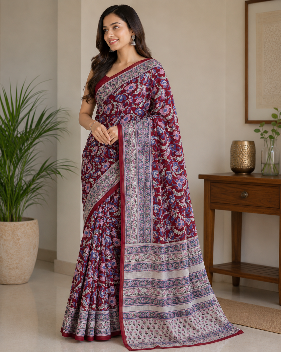 Elegant Hand Block Printed Georgette saree