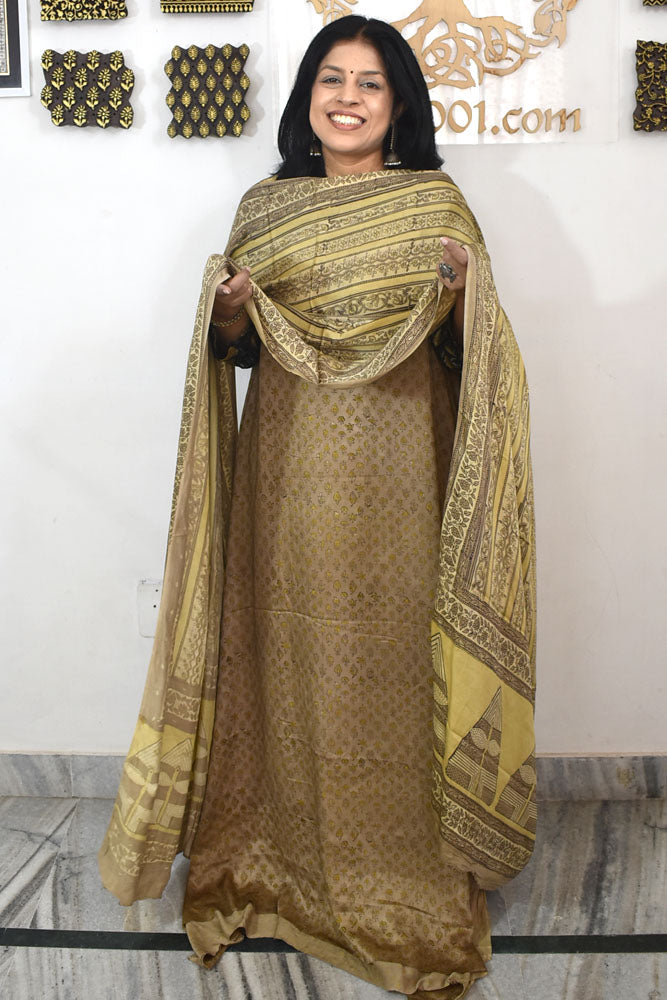 Beautiful Nashpal Hand Block Printed Modal Silk set