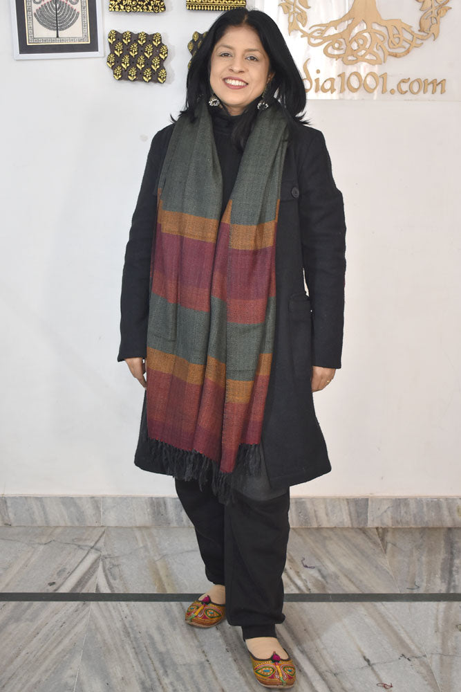 Elegant & Soft, Versatile Handwoven Himalayan Pure Wool Stole / Shawl