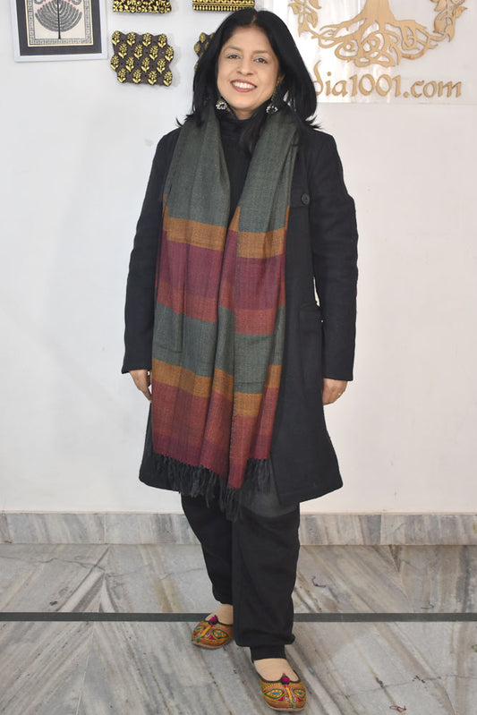 Elegant & Soft, Versatile Handwoven Himalayan Pure Wool Stole / Shawl