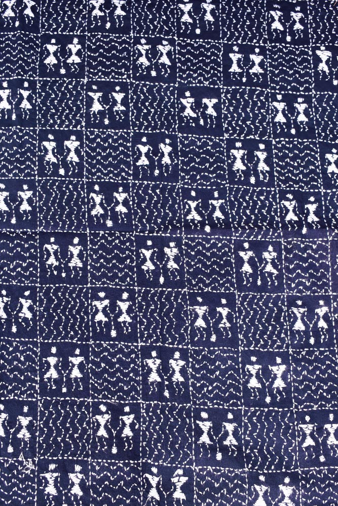 Cotton Blouse fabric with Hand Kantha work