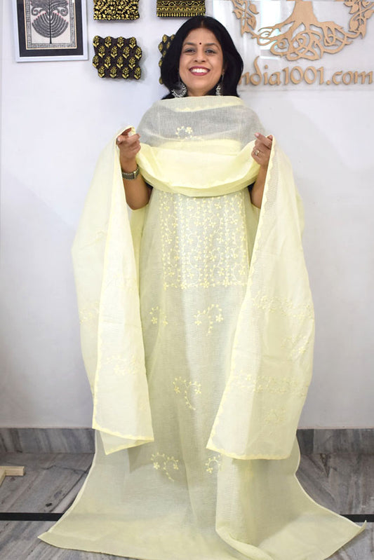 Elegant Kota Kurta & Dupatta set with Hand done Heavy Phool patti work & Cotton Bottom