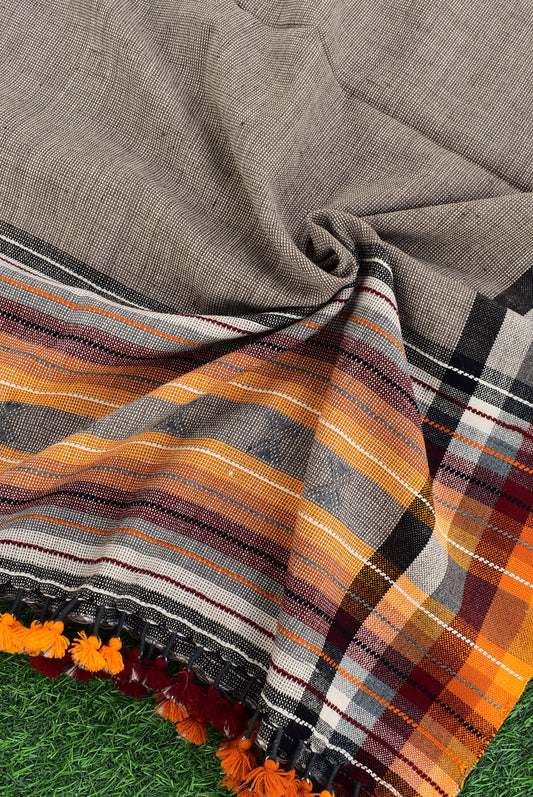 Unique, Warm Handwoven Bhujodi Handwoven Pure Wool shawl with tassels - Unisex Shawls