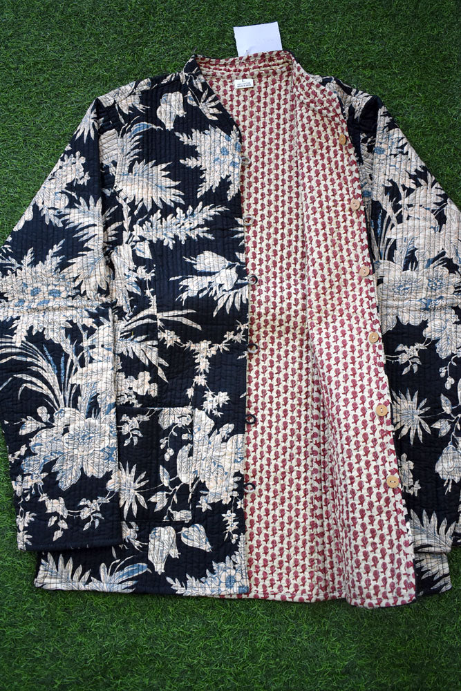 Block Print Quilted Reversible cotton jacket - Size  36-46