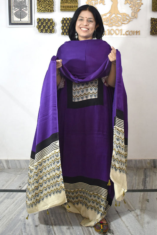 Beautiful Ajrakh Hand Block Printed Modal Silk 2 piece set
