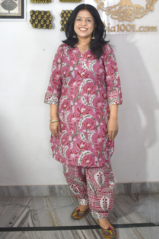 Elegant Hand Block Printed Cotton Set Kurta & Pant
