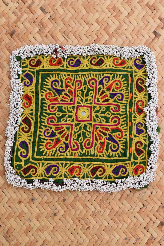 Authentic Vintage Hand Embroidered Banjara Afghani Tribal Patch with bead work