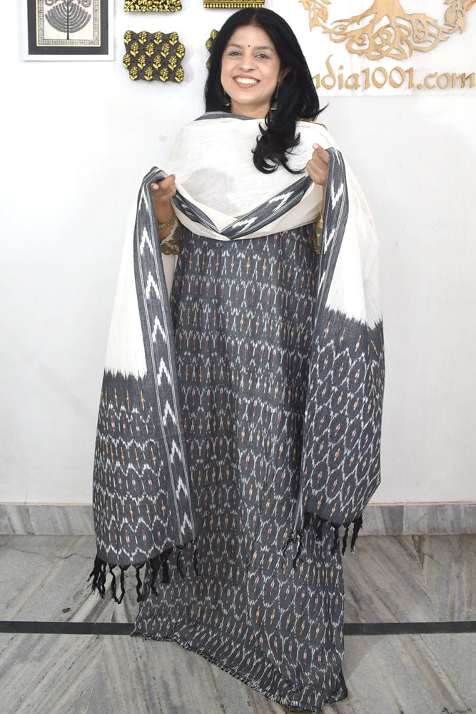 Handwoven  Ikkat Cotton kurta with Woven Ikkat Cotton Dupatta & Bottom