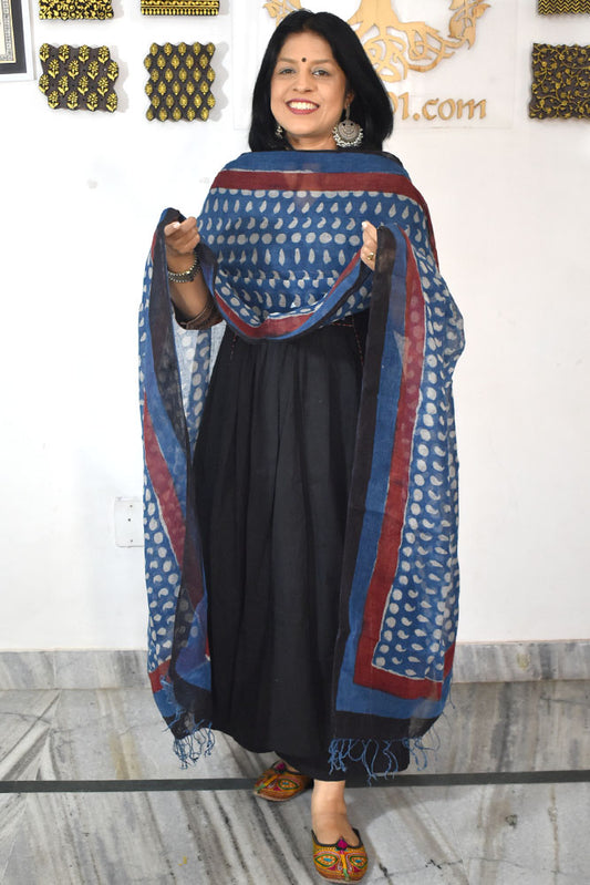 Elegant Hand Block Printed Pure Linen dupatta