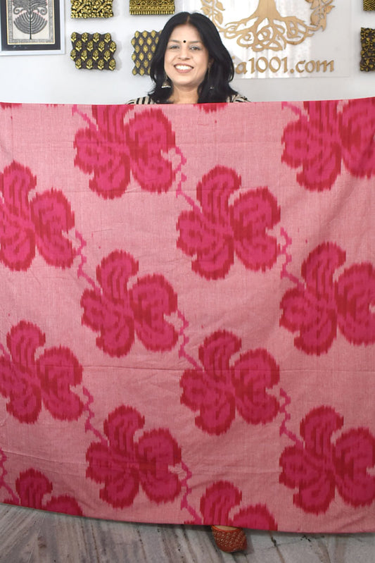 Multicolor Ikat Cotton Handloom 2.5mts Fabric with Uzbekistan Pattern Design