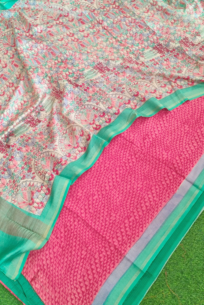 Beautiful Hand Block Printed Maheshwari Kurta with Hand Painted Kalamkari Dupatta & Cotton Bottom