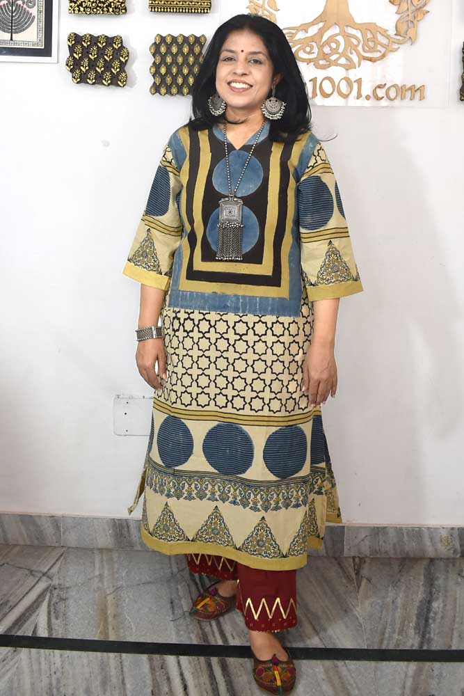 Designer Hand Block Printed Ajrakh cotton Kurta / Dress - Size 36 to 48( all sizes)