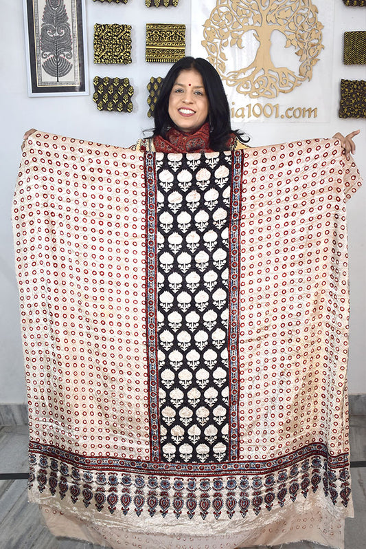 Ajrakh Velvet kurta fabric