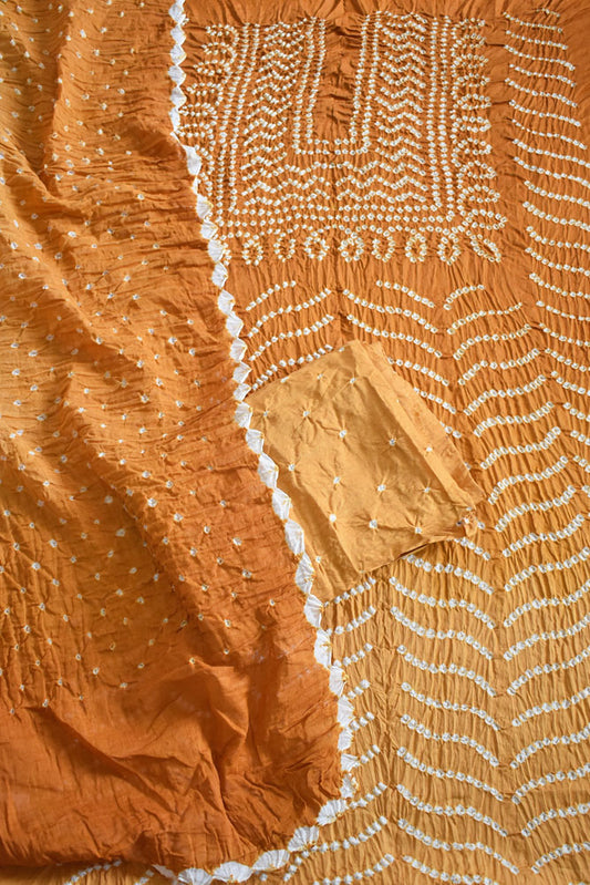 Hand Tie & Dye Kutch Bandhani 3 pc Cotton Unstitched Suit