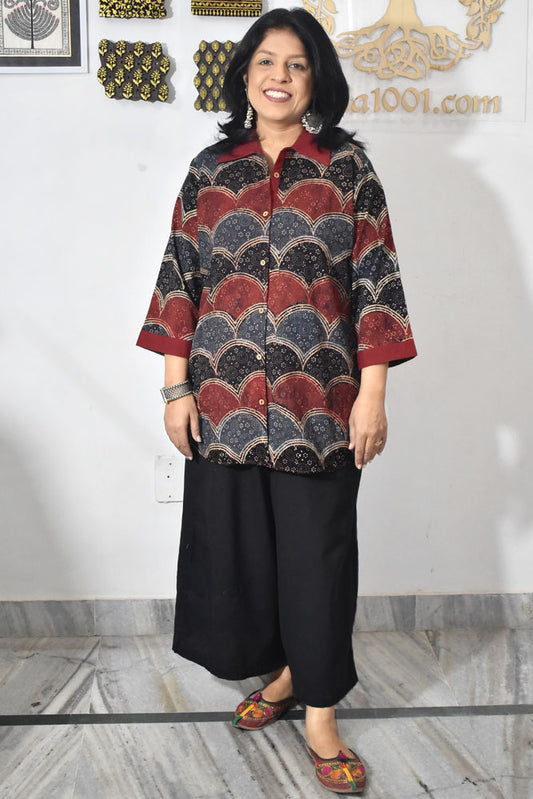Beautiful Ajrakh Cotton Shirt size - 38 - 46