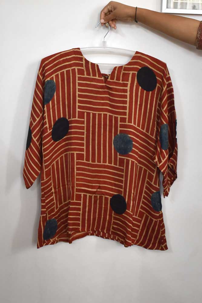 Beautiful Ajrakh Modal Silk Kaftan - 38 - 44