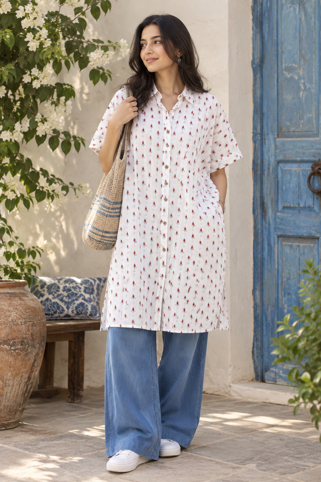 Hand Block Printed Kaftan, Free Size