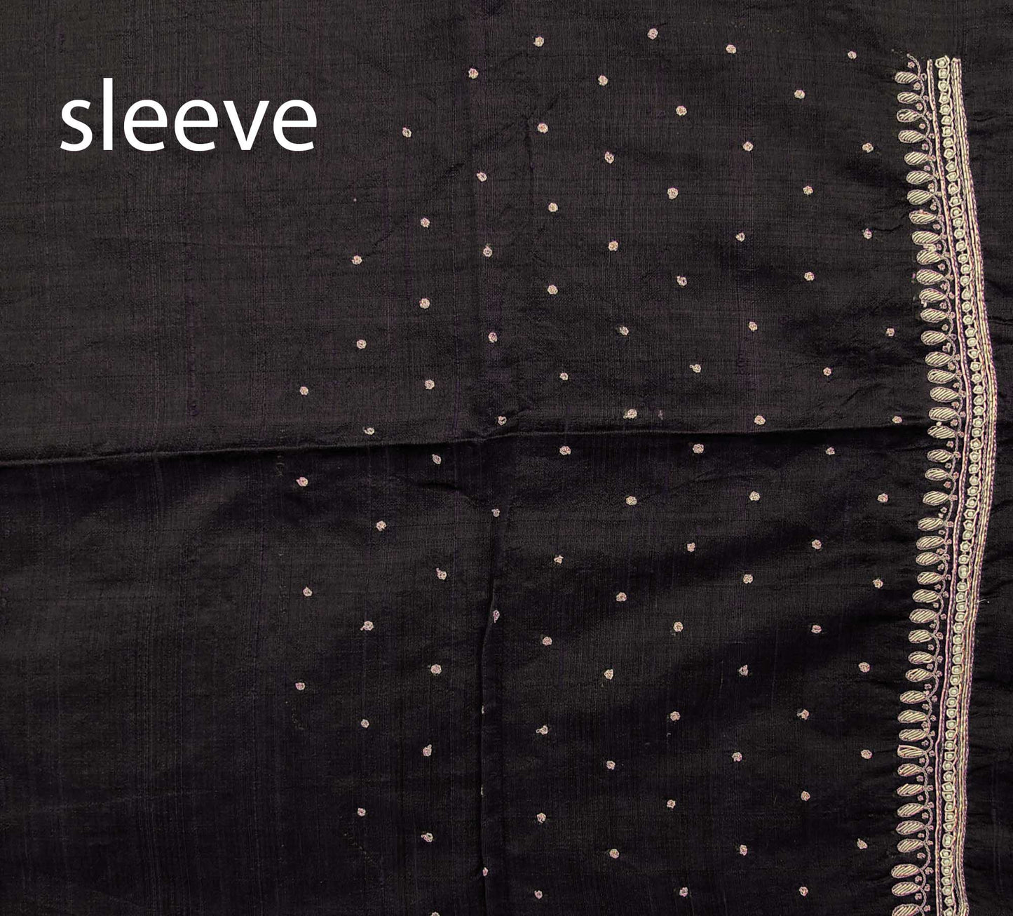 Black - Intricate & Detailed Hand Zardozi, Dabka, Aari , Pearl & Sequin work Blouse Fabric on Pure Raw Silk Fabric