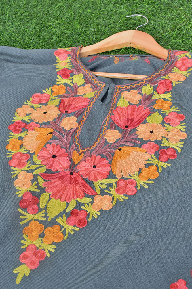 Woollen Poncho / Cape with Intricate Aari Thread Embroidery - Free Size