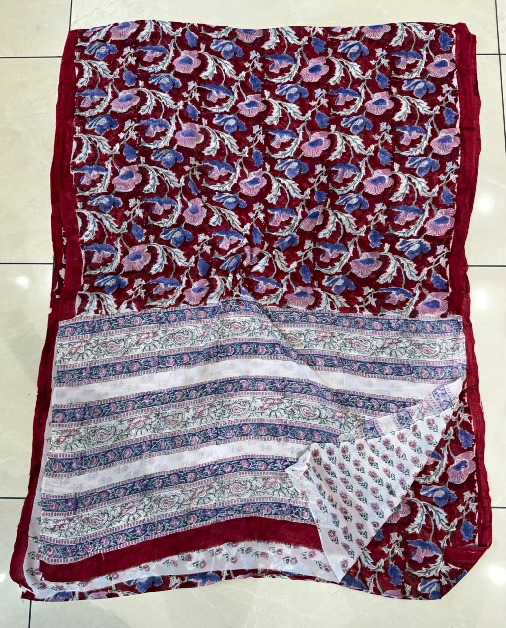 Elegant Hand Block Printed Georgette saree