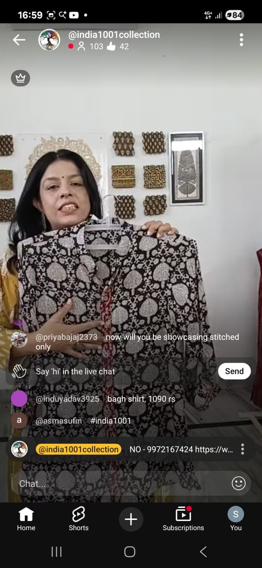 Beautiful Hand Block Printed Muslin Short kurta/Top - 40,42, 44