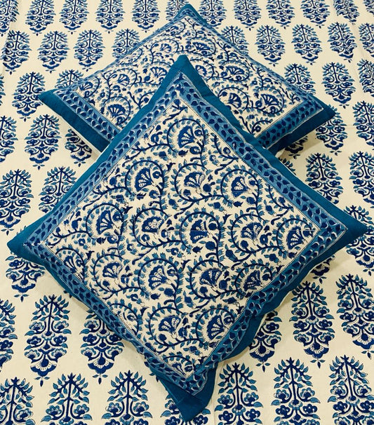 Hand Block Printed Cotton Cushion Cover (16 by 16 - Set of 5 cushion covers )