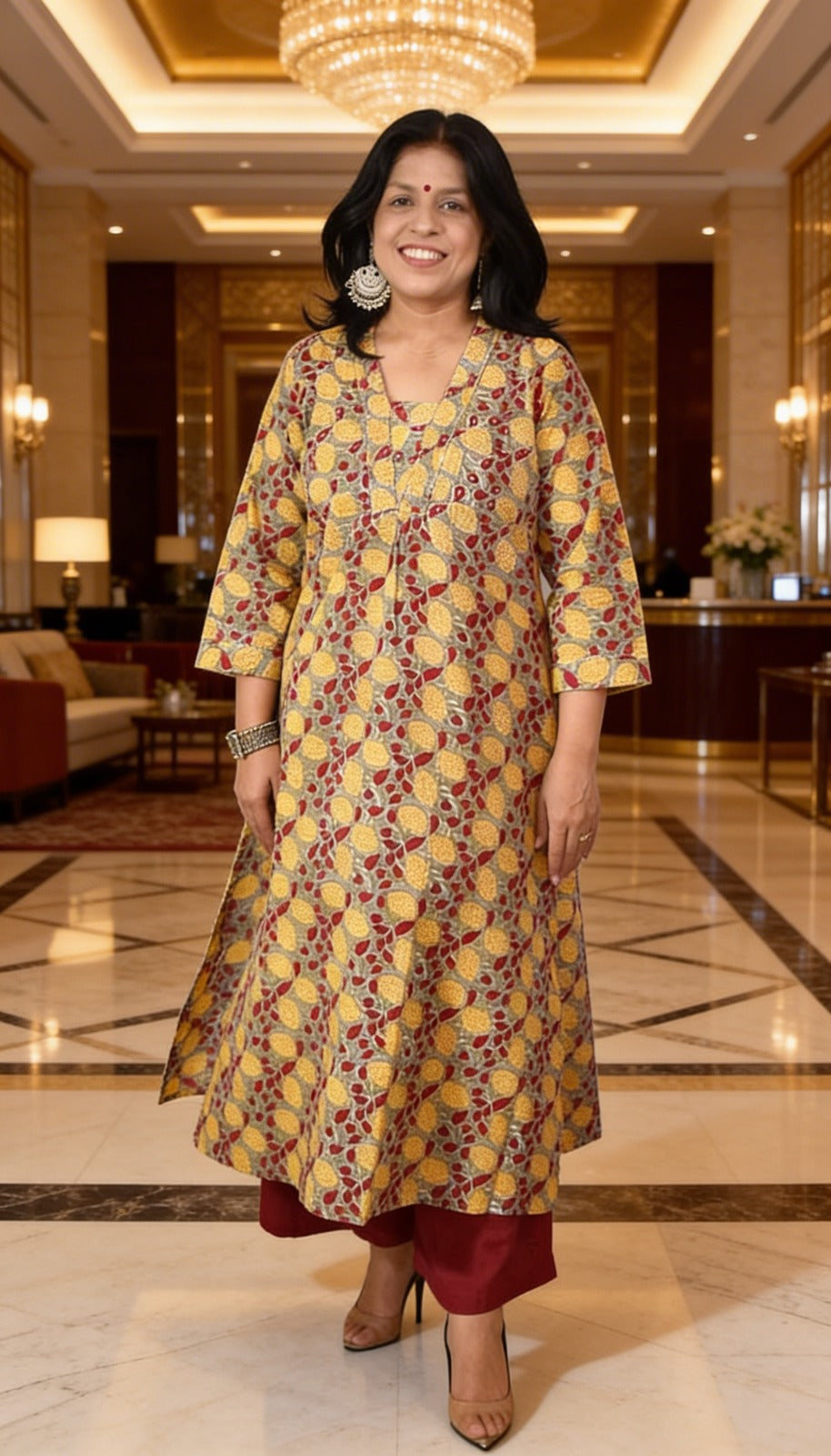 Elegant Hand Block Printed Cotton Kurta  - Sizes 40 - 46