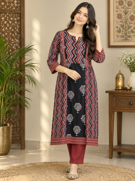 Designer Ajrakh Cotton Kurta - Size 38 to 44 ( all sizes)