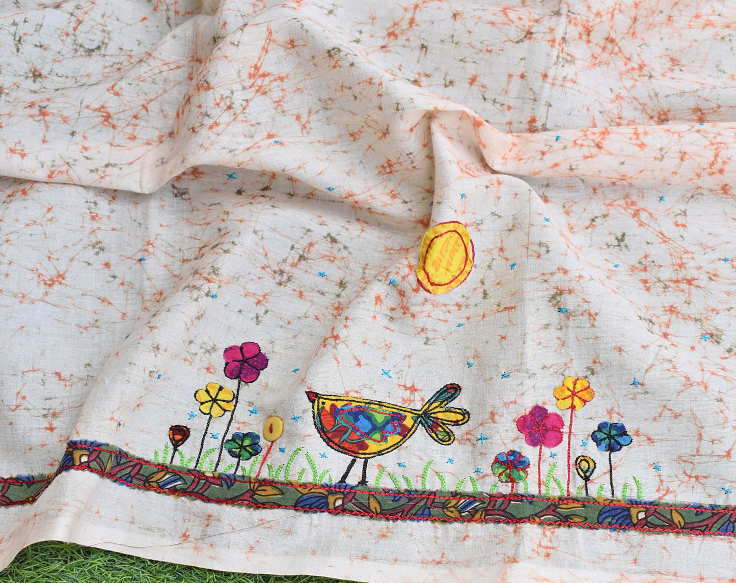 Hand embroidery & applique work cotton blouse Fabric