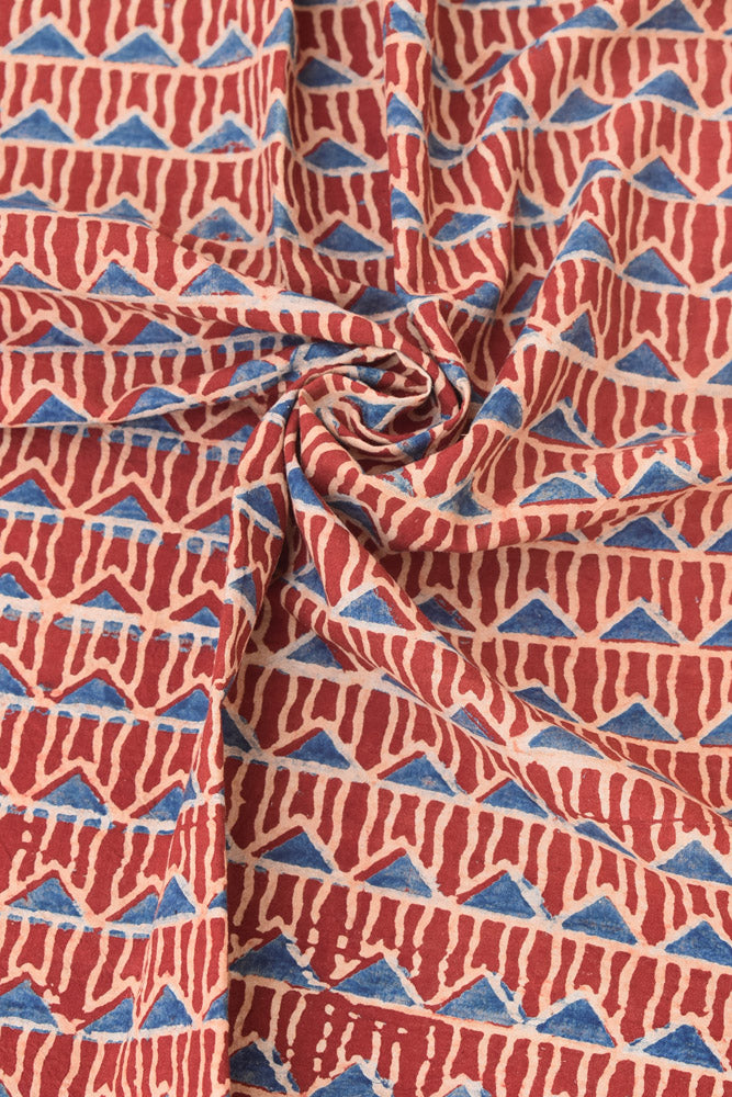 Ajrakh Hand Block Printed Cotton Fabric - 2.5 mtrs