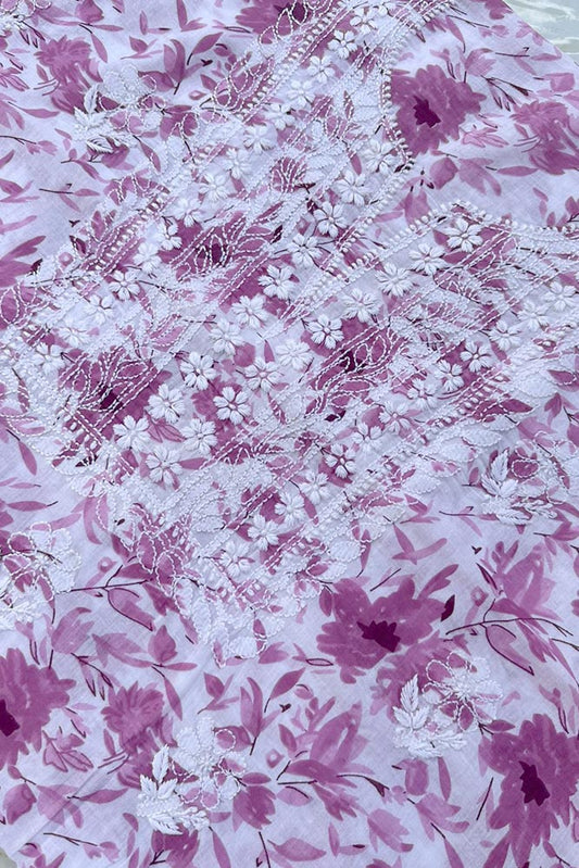 Beautiful Hand Embroidered Lucknow Chikankari Work Cotton Fabric( kurta fabric only)