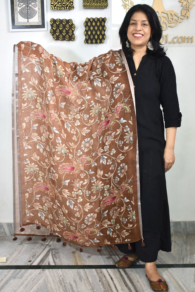 Elegant Digital Print Pure Linen dupatta
